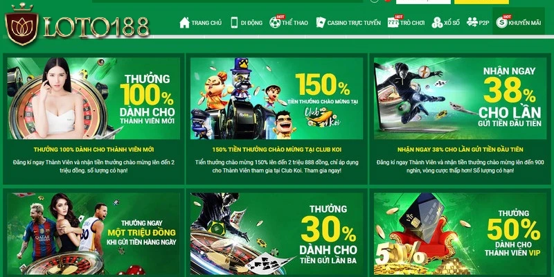 Danh mục khuyến mãi cực chất nhà Loto188